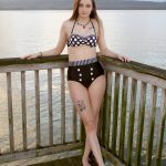 Model Breana for Swim Rags Retro Black Bikini